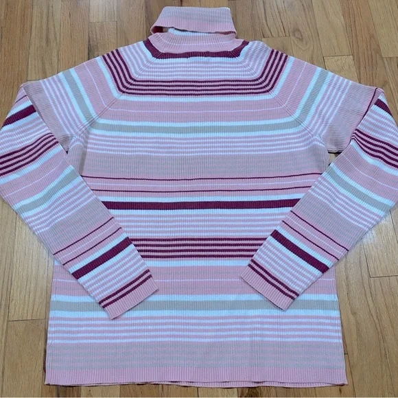 St. John’s Bay NWT Striped Turtleneck Y2K Long Sleeve Top - Picture 3 of 3